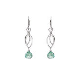 Ella Silver Small Leaf Fringe Earrings with Gemstones