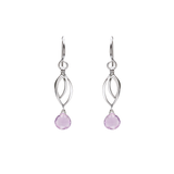 Ella Silver Small Leaf Fringe Earrings with Gemstones