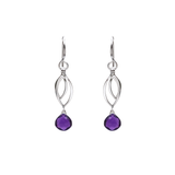 Ella Silver Small Leaf Fringe Earrings with Gemstones