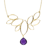 Ella Gold Windy Leaves Necklace with Gemstone