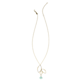 Ella Gold Three Leaf Drop Necklace with Gemstone