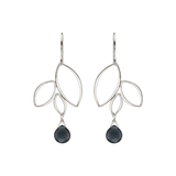 Ella Silver Three Leaf Drops Earrings with Gemstones