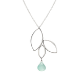 Ella Silver Three Leaf Drop Necklace with Gemstone