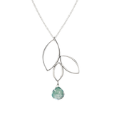 Ella Silver Three Leaf Drop Necklace with Gemstone