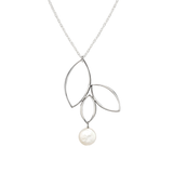 Ella Silver Three Leaf Drop Necklace with Gemstone