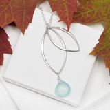 Ella Silver Petal Necklace with Gemstone