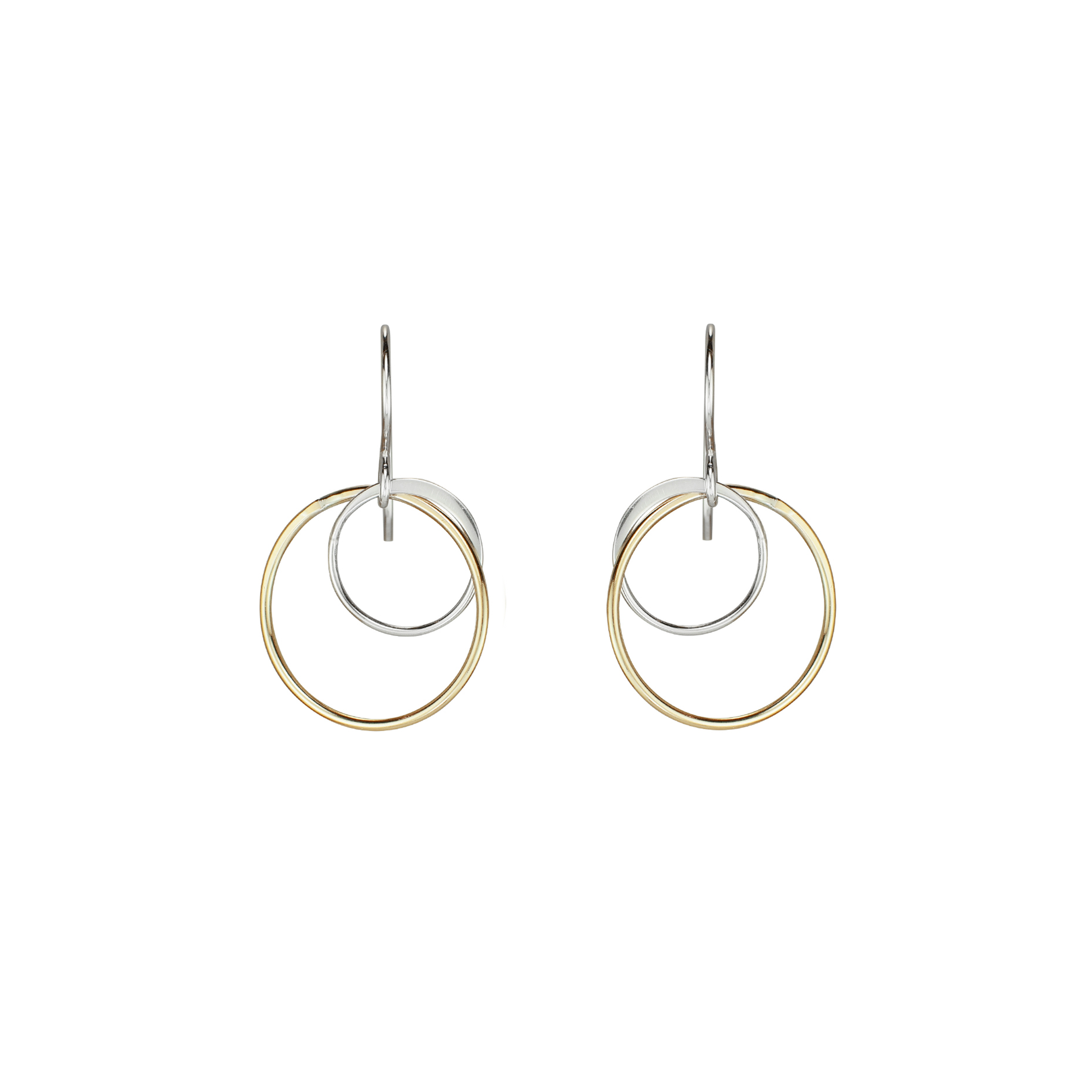two tone interlinked circle earrings