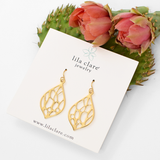 Gold Medium Pointed Teardrop Cactus Earrings