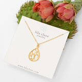 Gold Medium Teardrop Cactus Necklace
