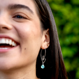 Ella Silver Large Leaf Hook Earrings with Gemstones