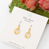 Gold Small Teardrop Cactus Earrings