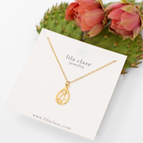Gold Small Teardrop Cactus Necklace
