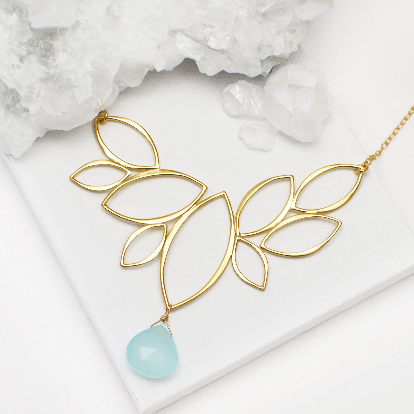 gold statement leaf necklace