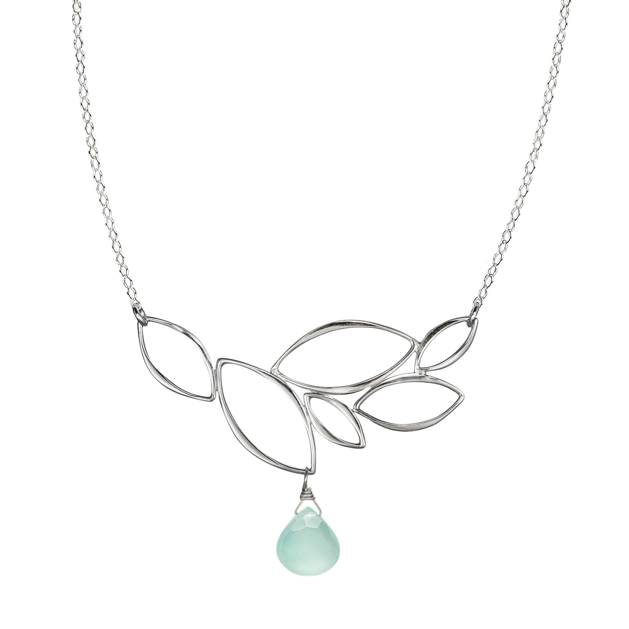 silver leaf jewelry with pearl