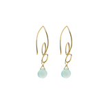 Ella Gold Small Leaf Hook Earrings with Gemstones