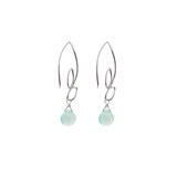 Ella Silver Small Leaf Hook Earrings with Gemstones