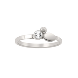 Silver Leaf and Ball Ring with Gemstone