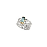Silver Medium Band Cactus Ring with Baguette Gemstone