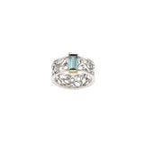 Silver Medium Band Cactus Ring with Baguette Gemstone