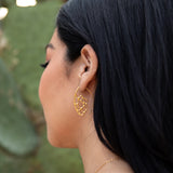 Gold Desert Sunrise Cactus Hoop Earrings