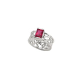 Silver Medium Band Cactus Ring with Baguette Gemstone
