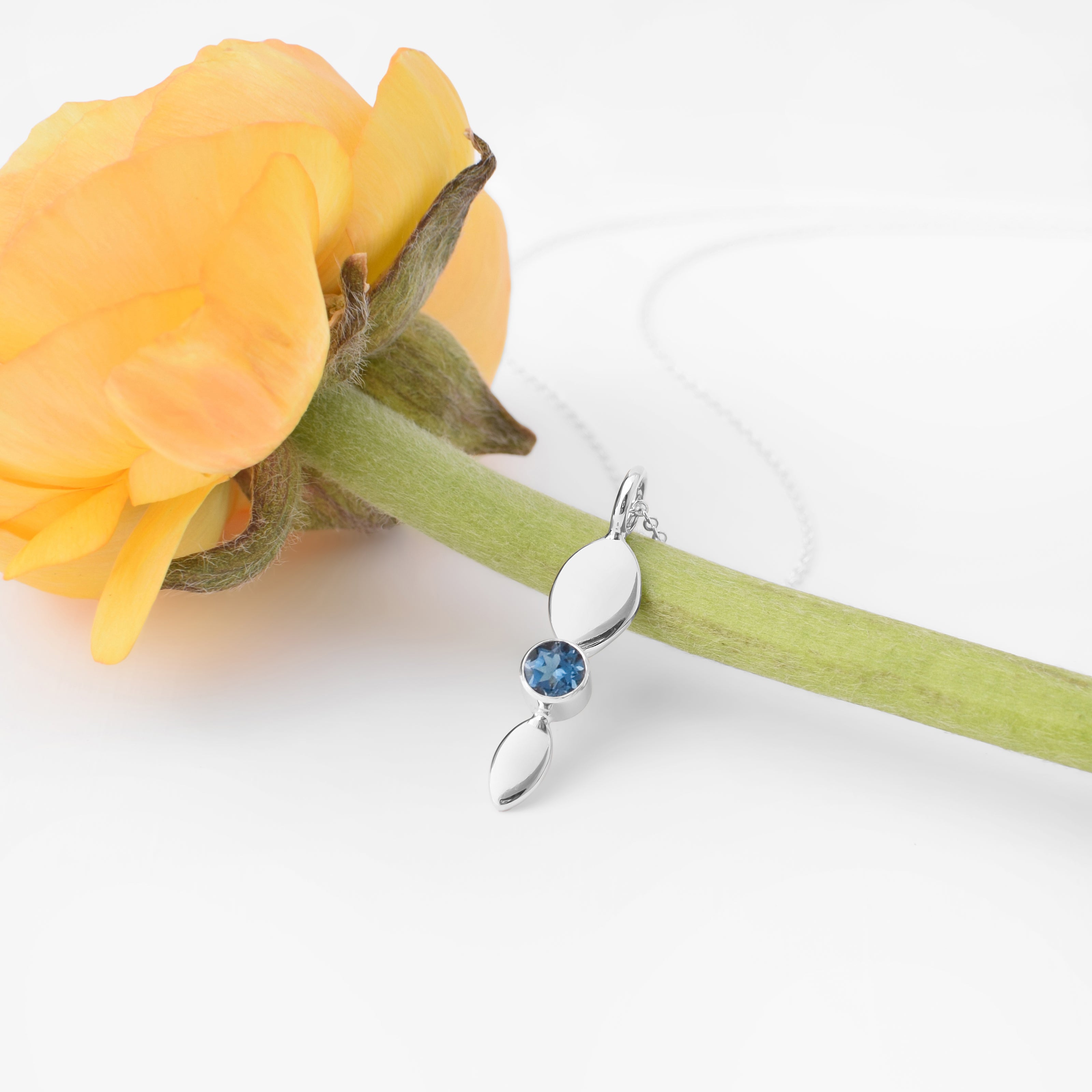 Silver Helicopter Seed and Gemstone Necklace