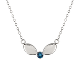 Silver Double Leaf and Gemstone Necklace