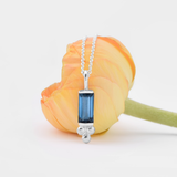 Silver Baguette Gemstone and Trinity Necklace