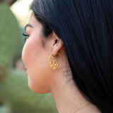 Medium Silver Pointed Teardrop Cactus Hoop Earrings