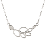Medium Silver Cluster Leaf Necklace