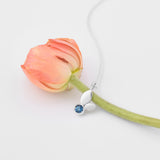 Silver Bud Leaf and Gemstone Necklace