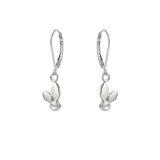 Silver Bud Leaf Earrings with Gemstone