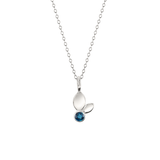 Silver Bud Leaf and Gemstone Necklace