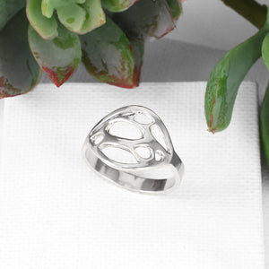 botanic freeform handmade silver ring