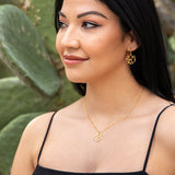 Gold Small Organic Circle Cactus Necklace