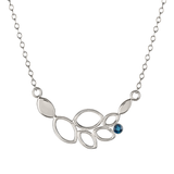 Small Silver Cluster Leaf with Gemstone Necklace