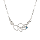Small Silver Cluster Leaf with Gemstone Necklace