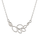 Small Silver Cluster Leaf Necklace