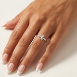 Silver Two Leaf Ring with Gemstone