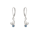 Silver Bud Leaf Earrings with Gemstone