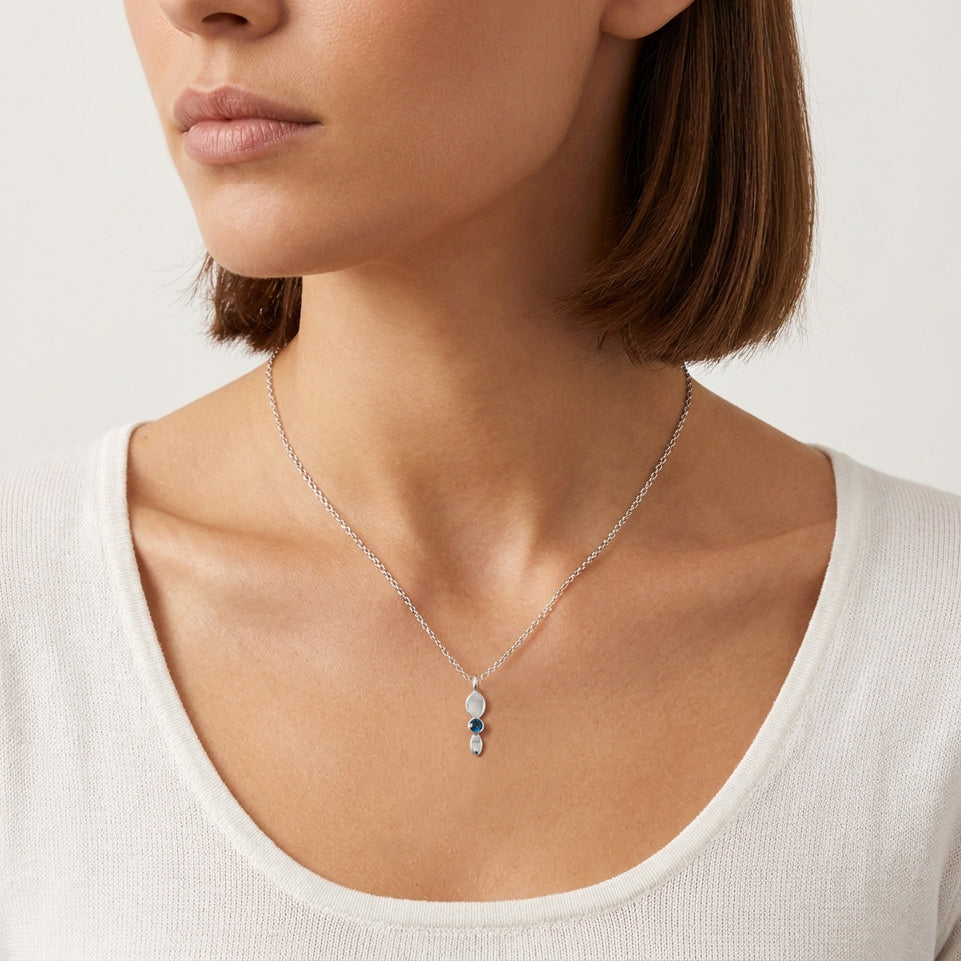Silver Helicopter Seed and Gemstone Necklace