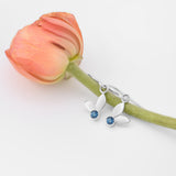 Silver Bud Leaf Earrings with Gemstone