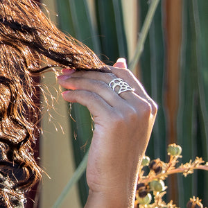 botanical Southwestern ring on hand