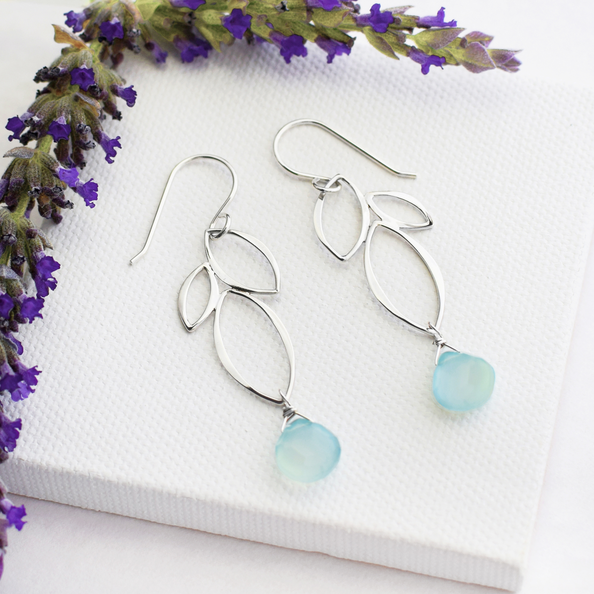 Fuchsia Flower Earrings with Gemstones Lila Clare Jewelry