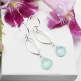 Ella Silver Mini Dangle Leaf Earrings with Gemstones