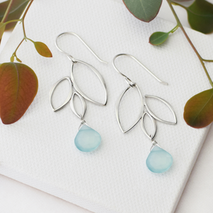 Ella Three Leaf Drops Earrings with Gemstones