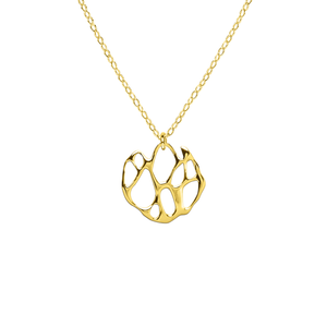 freeform gold cactus necklace on white background