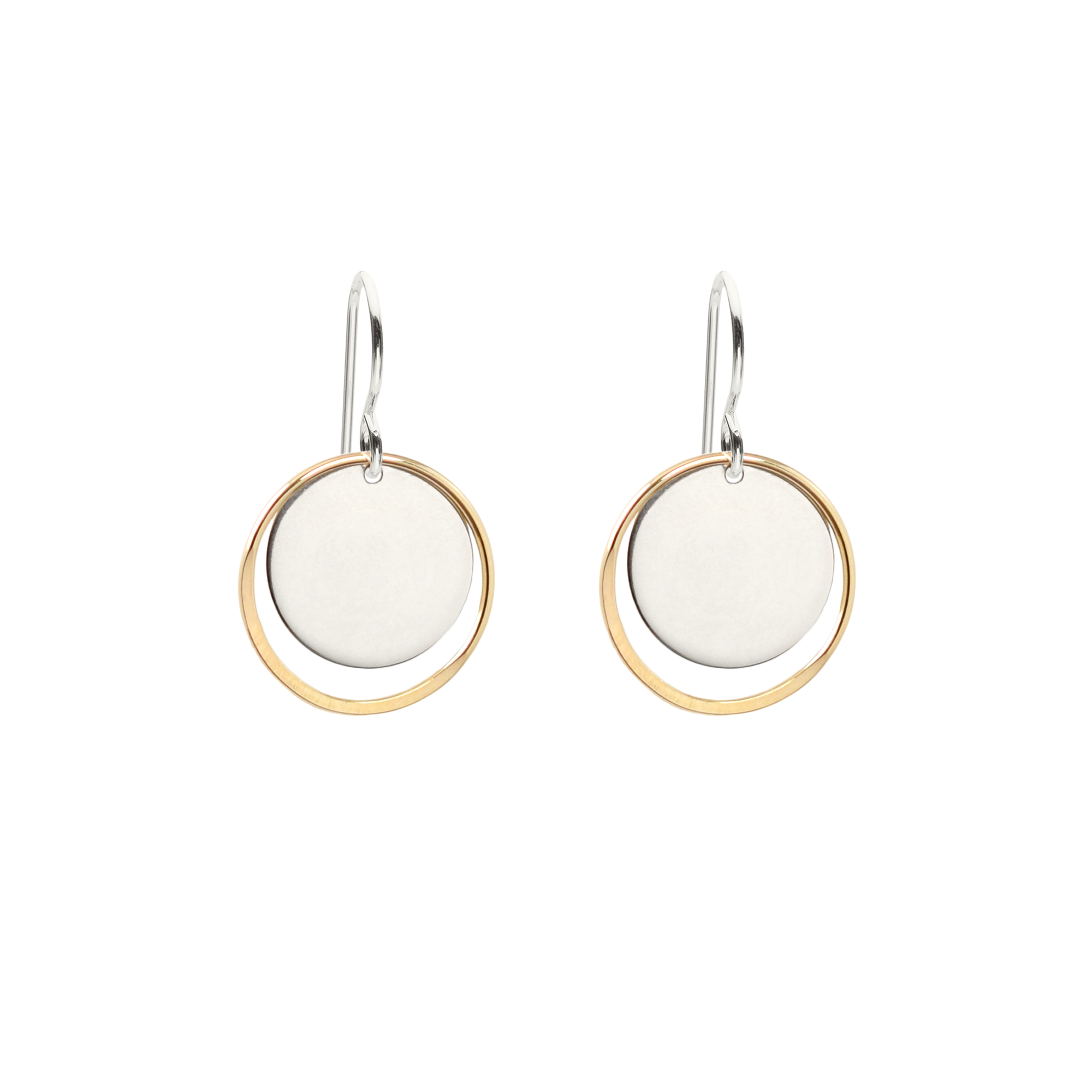 Celena Medium Silver Disc & Gold Circle Earrings