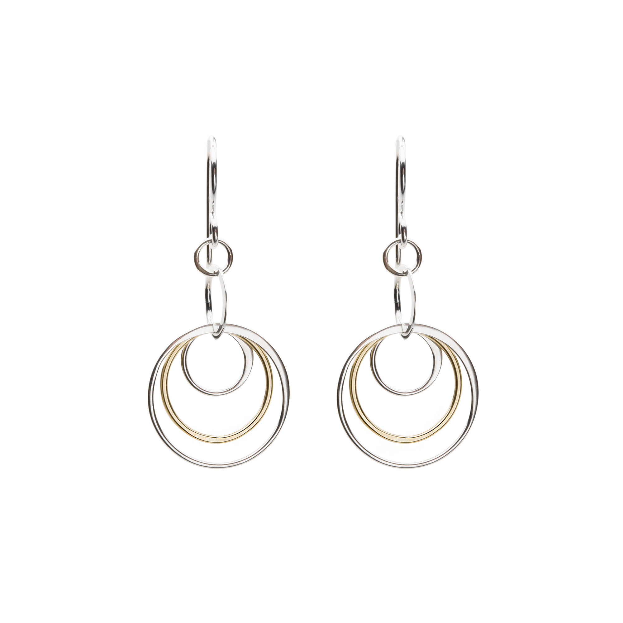 two tone circle dangle earrings