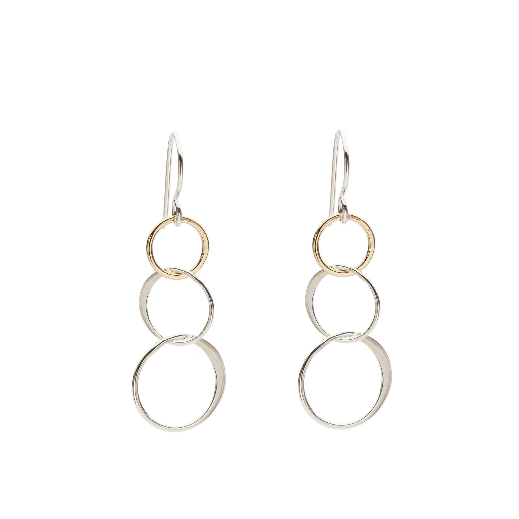 Sterling Silver 3 Connected Circle Earrings